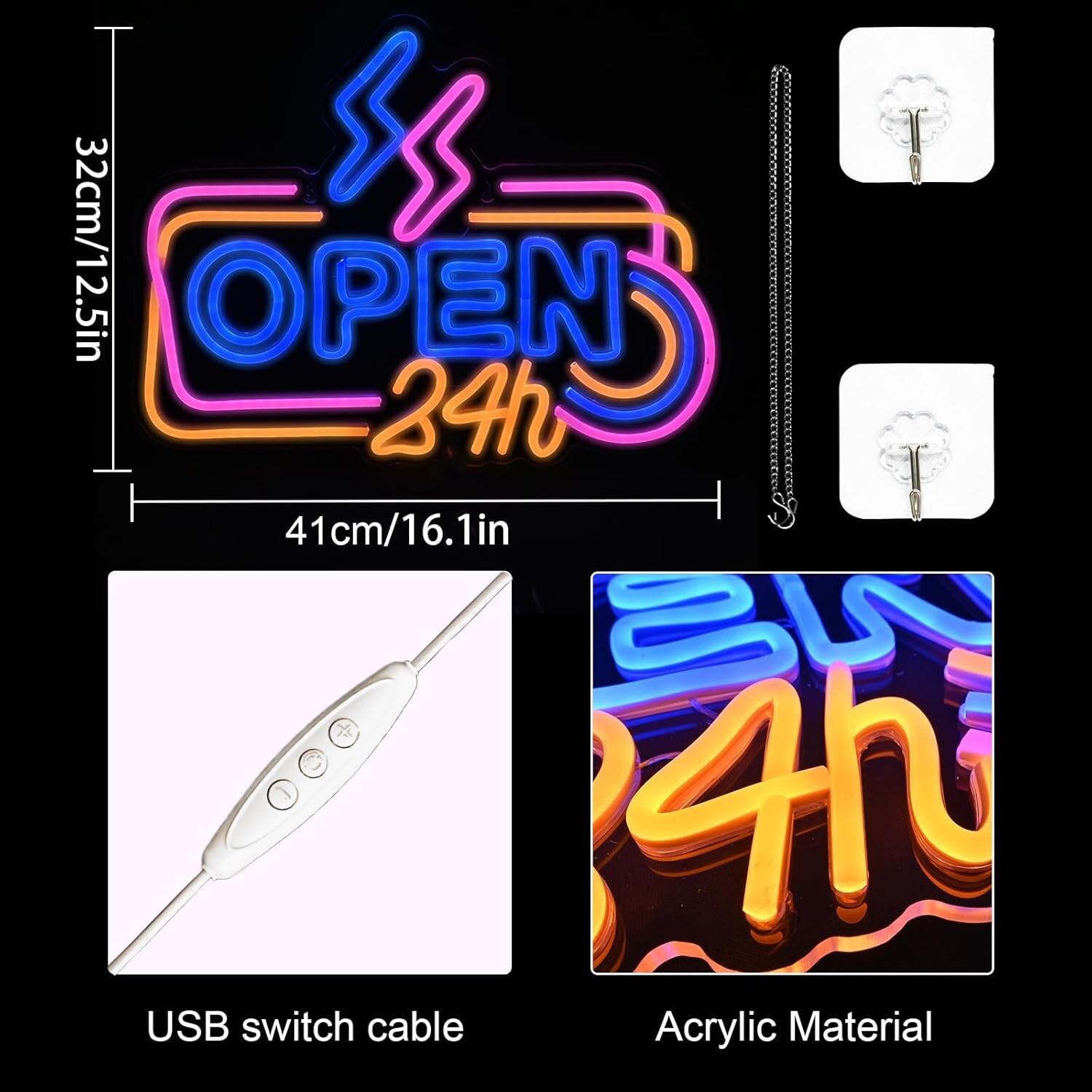 Letreros LED abiertos para negocios conectividad USB plástico acrílico US NUEVO