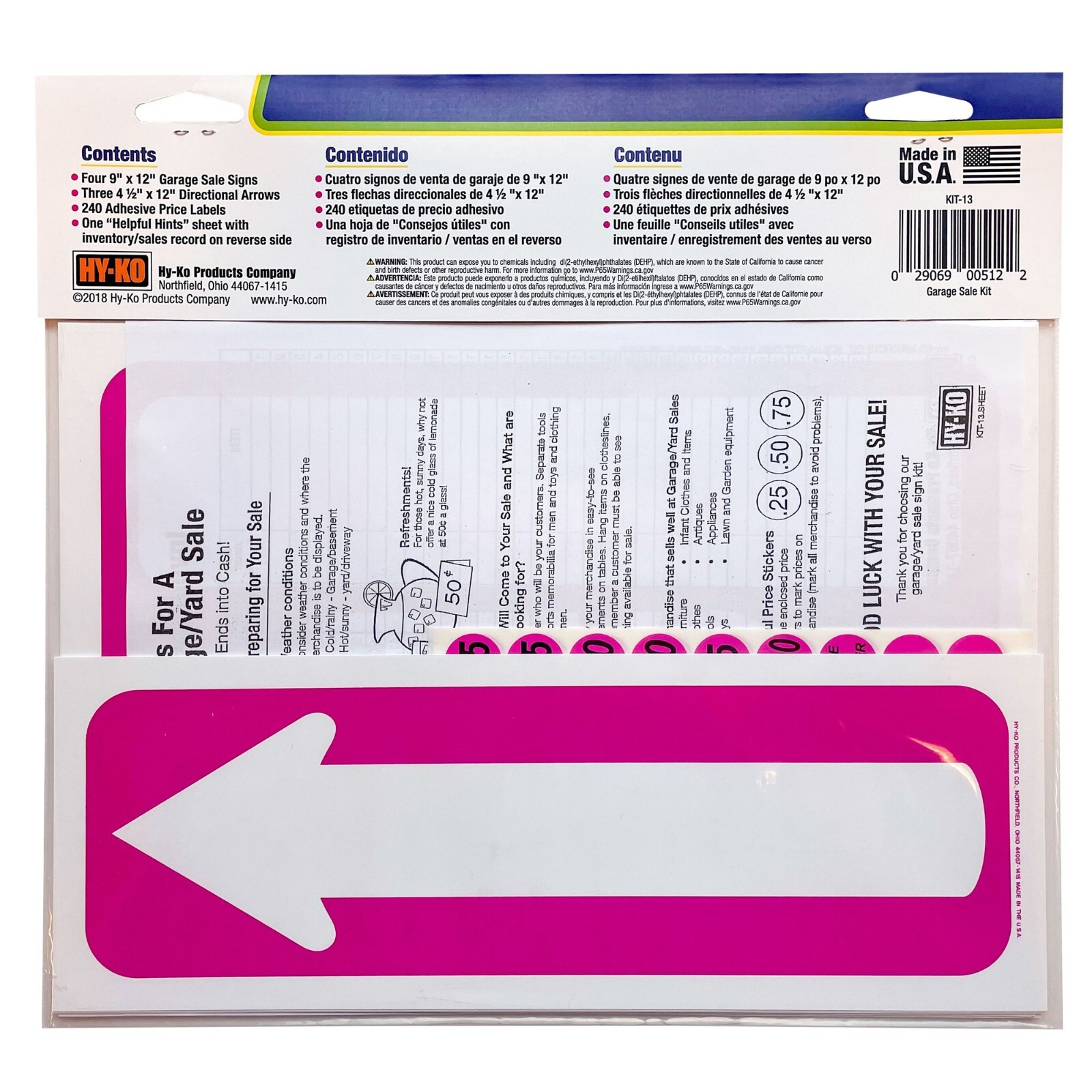 Hy-Ko Garage Sale Kit, 248 Pieces / 4- 9″ x 12″ Plastic Garage Sale Signs