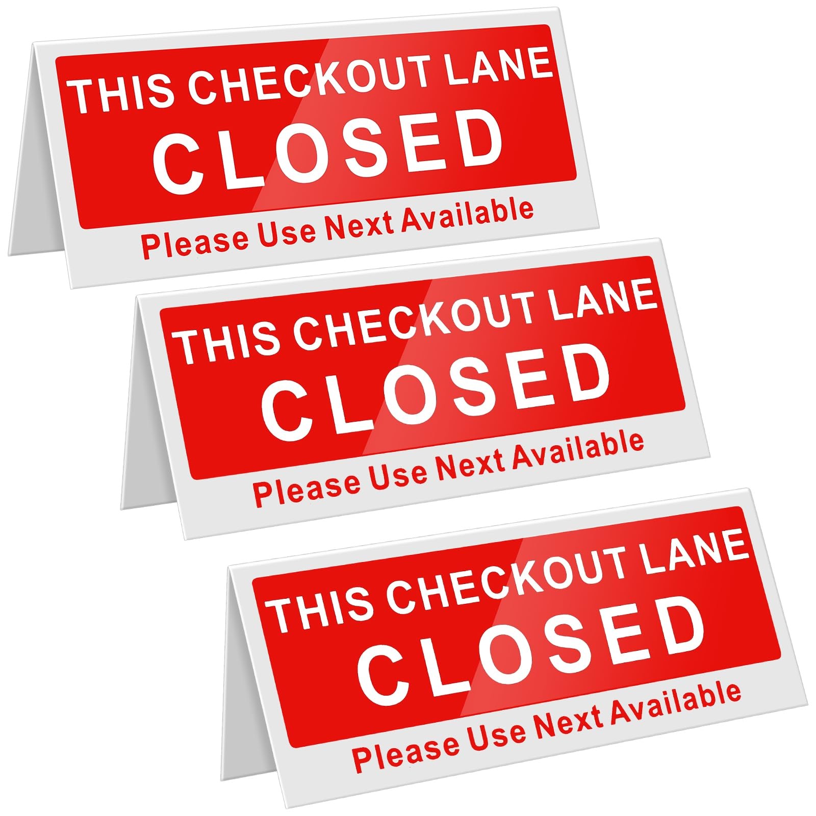 3 PCS Checkout Closed Desk Sign 9.84×3.94in V Shaped Tabletop Tent Red White