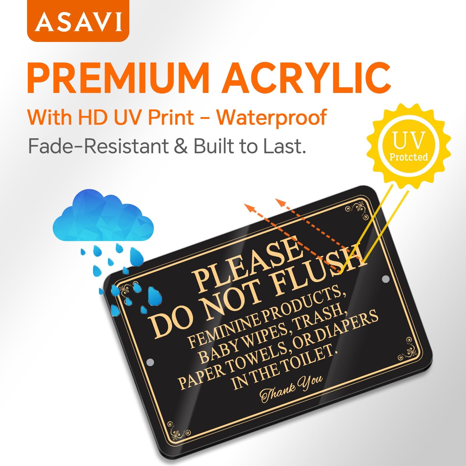 Please Do Not Flush Sign â€“ 6×4 Inch Acrylic Bathroom Sign Waterproof & Durabl