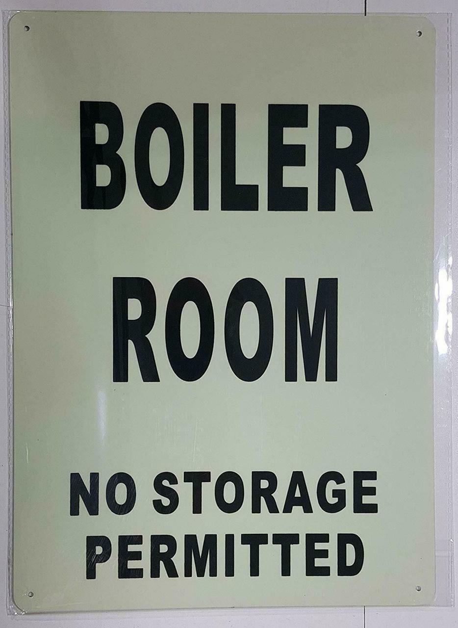 BOILER ROOM SIGN GLOW IN THE DARK (HEAVY DUTY,ALUMINUM SIGN 10X14,……ref0420