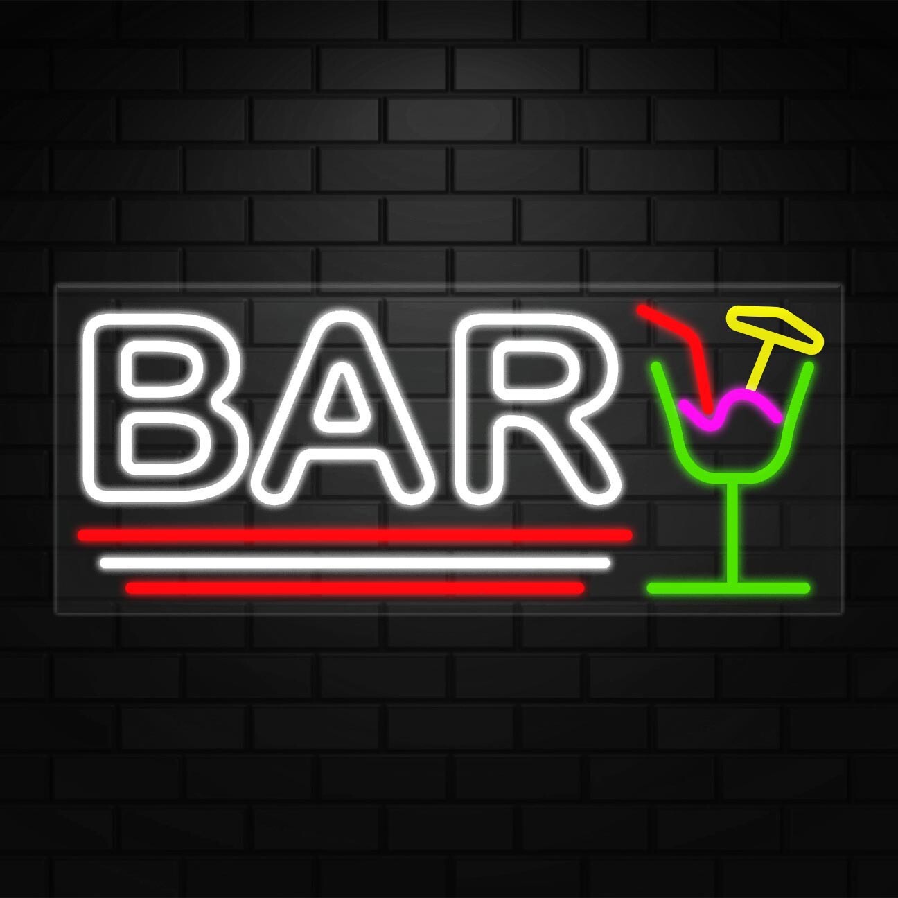 Bar Sign for Window/Wall Displays | LED Flex Neon | 32″W x 13″H x 1″D