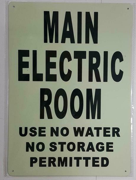 MAIN ELECTRIC ROOM SIGN GLOW IN THE DARK (HEAVY DUTY,ALUMINUM SIGN…..ref0420