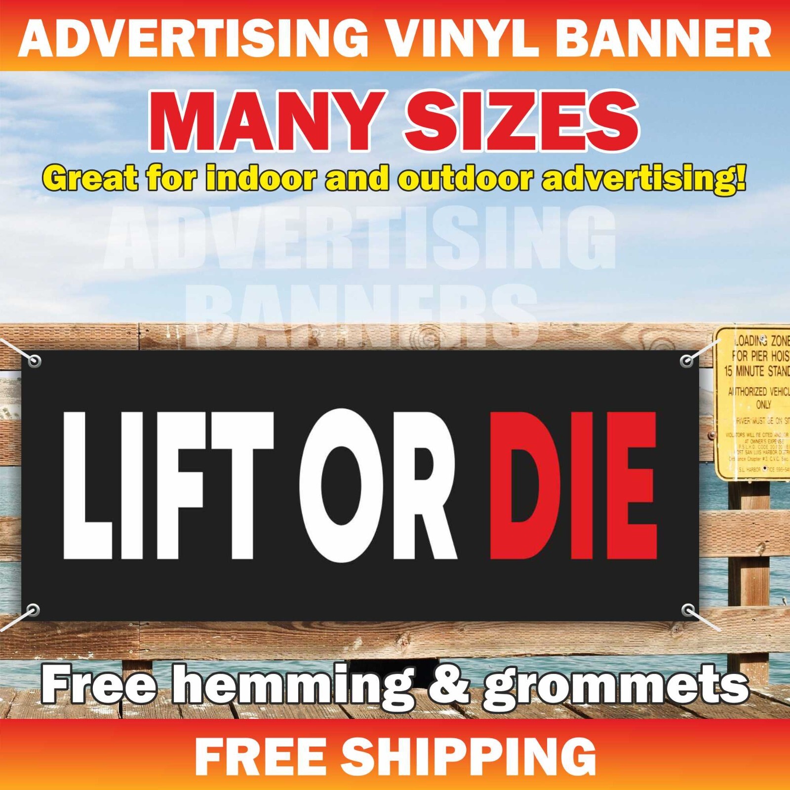 LIFT OR DIE Workout Banner Vinyl Sign Motivation Poster Fitness Gym