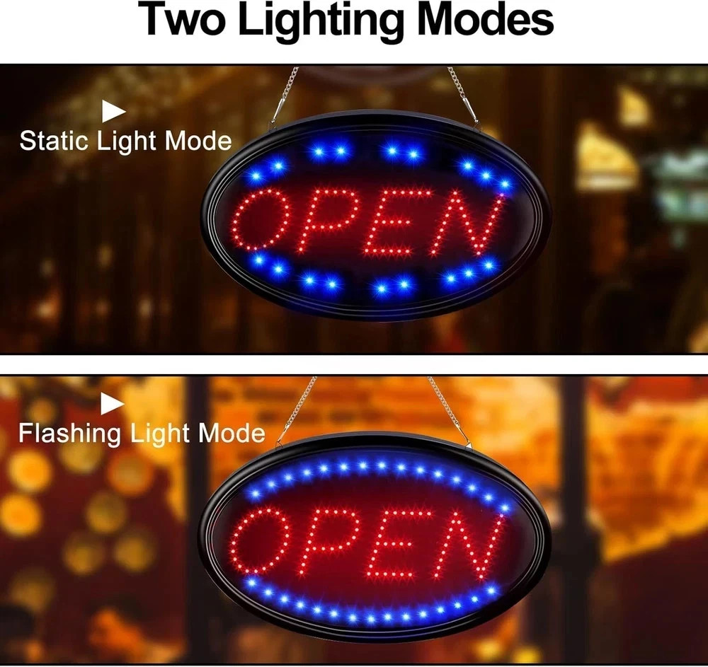 Large 23×14 LED Open Sign with Remote – Flashing & Steady Modes for Business
