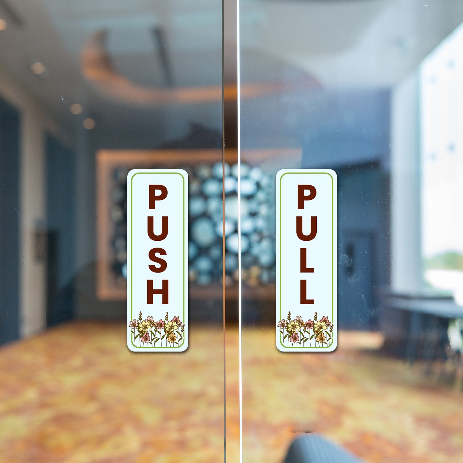 Signs ByLITA Vertical Push and Pull Door Signs (Flowers Full Bloom)