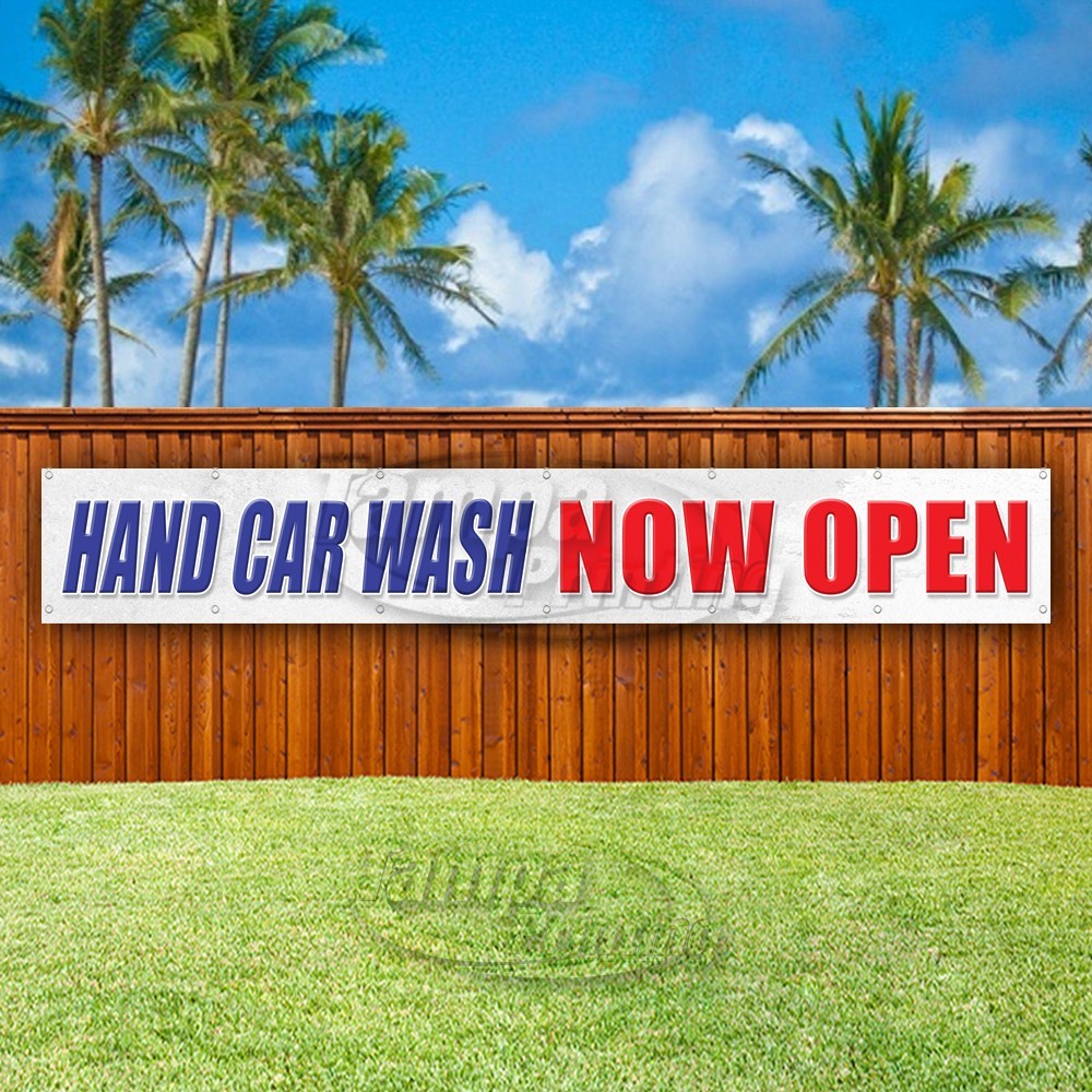 HAND CAR WASH NOW OPEN Advertising Vehicles Vinyl Banner Flag Sign USA XL01617