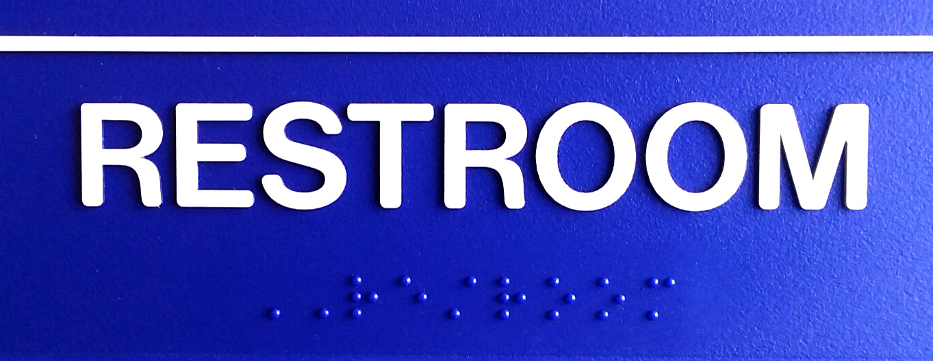 MEN & WOMEN Handicap ADA Compliant Sign +Braille Blue Public Facilities