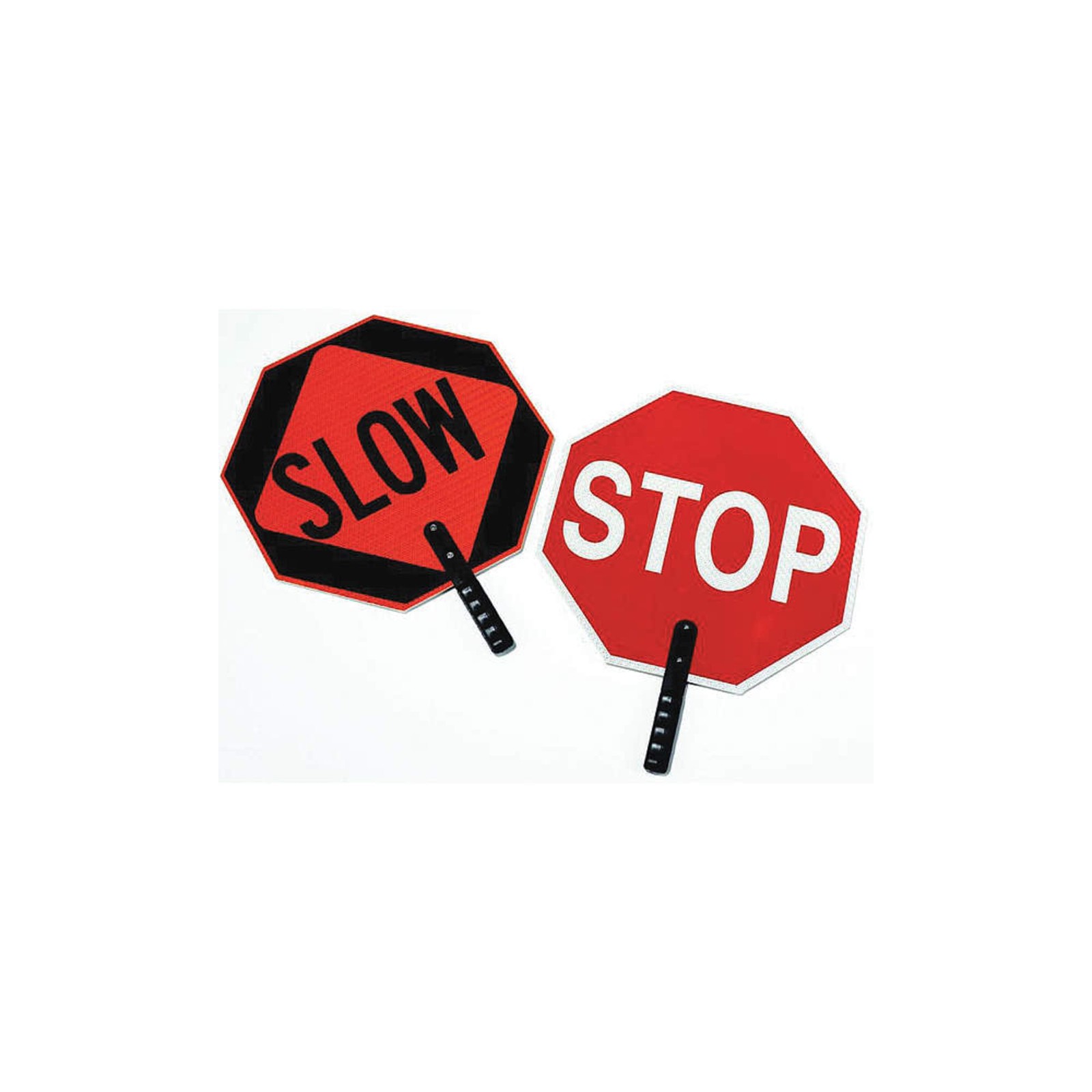 Cortina ABS Plastic Pole Mounted Paddle Sign, STOP/SLOW, 03-851, 18 Sign with 9