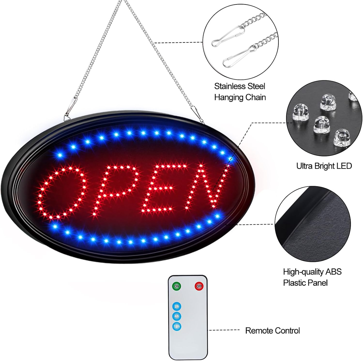 LED Open Sign, Large 23X14 Inch Business Open Sign with Remote Electric Display