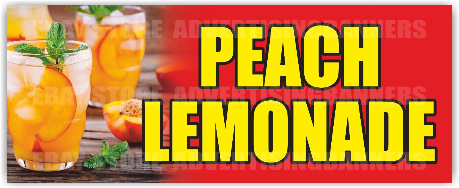 PEACH LEMONADE Advertising Banner Vinyl Mesh Sign SLUSH Coffee Ice Cream Drinks