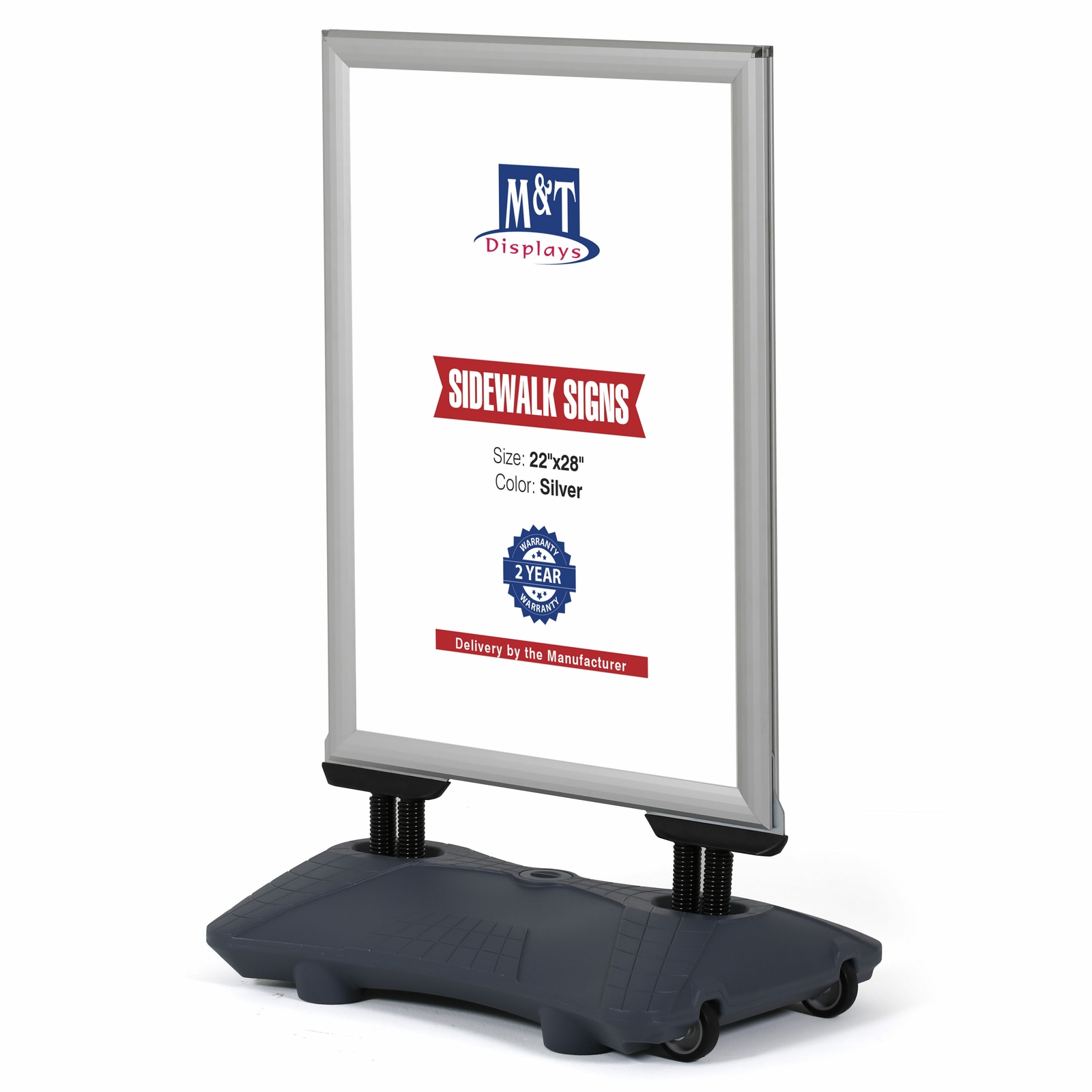 Weather Wind Resistant Outdoor Pavement Sidewalk Double Sided Sign Holder Silver