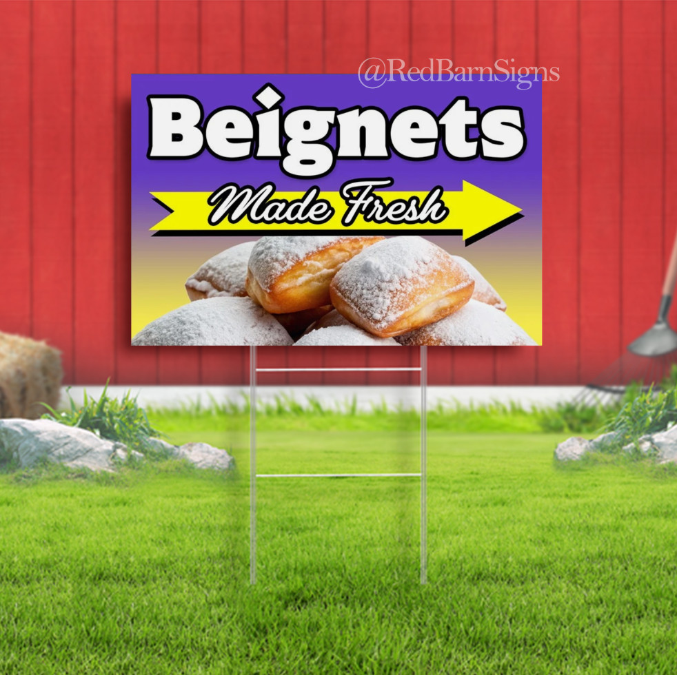 Beignets One-Sided Yard Sign with Metal Stakes