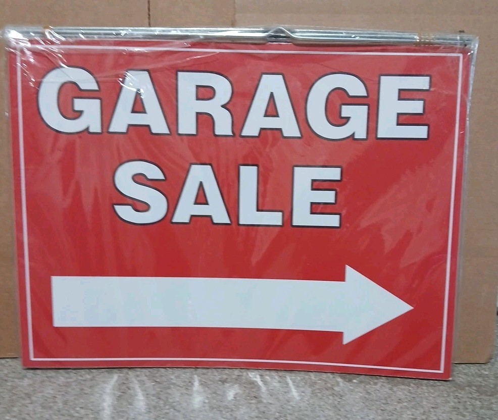 3 pcs. Garage Sale Signs with metal stakes to put in ground 12″ x 16″