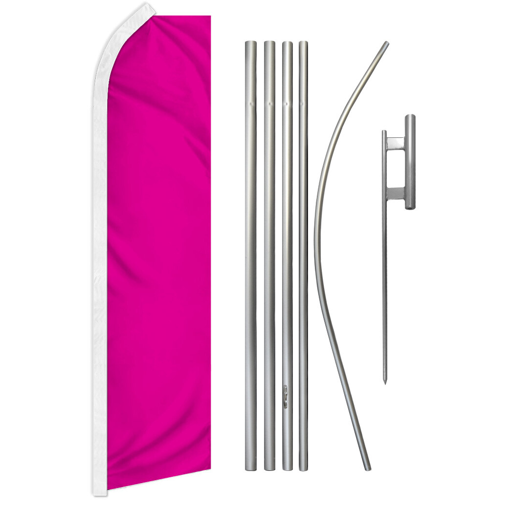 Solid Magenta Swooper Flutter Feather Advertising Flag Pole Kit Solid Color Flag