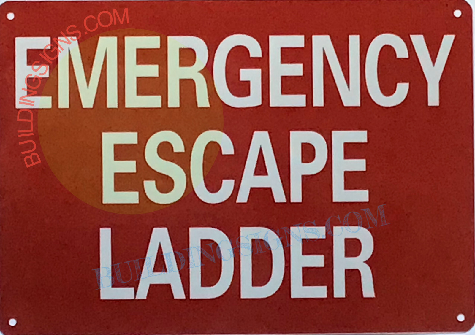 EMERGENCY ESCAPE LADDER SIGN (7×10,Red,Aluminum)-REF24-1027