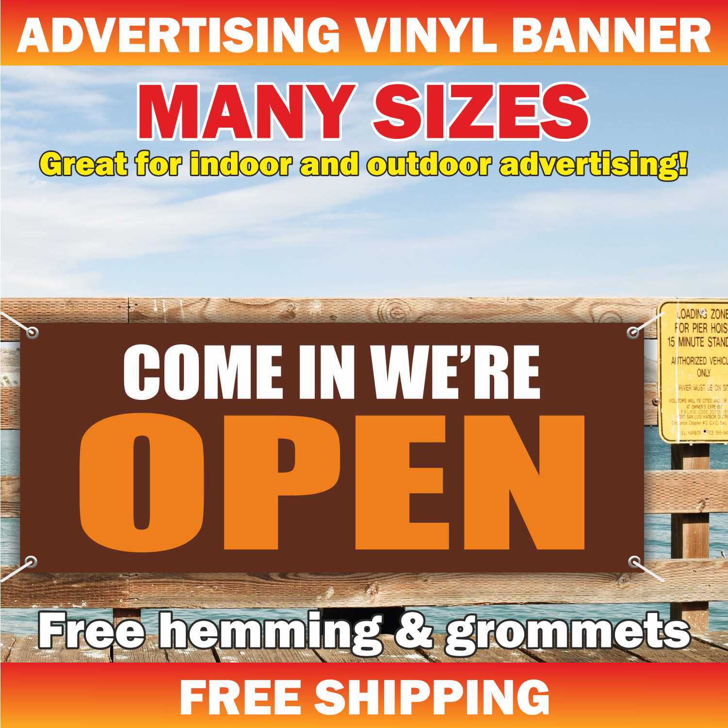 COME IN WE’RE OPEN Advertising Banner Vinyl Mesh Sign welcome shop store sale