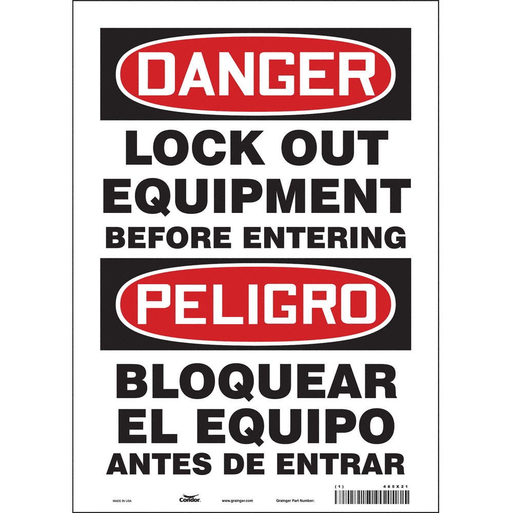 CONDOR Safety Sign,14 inx10 in,Vinyl 485X21