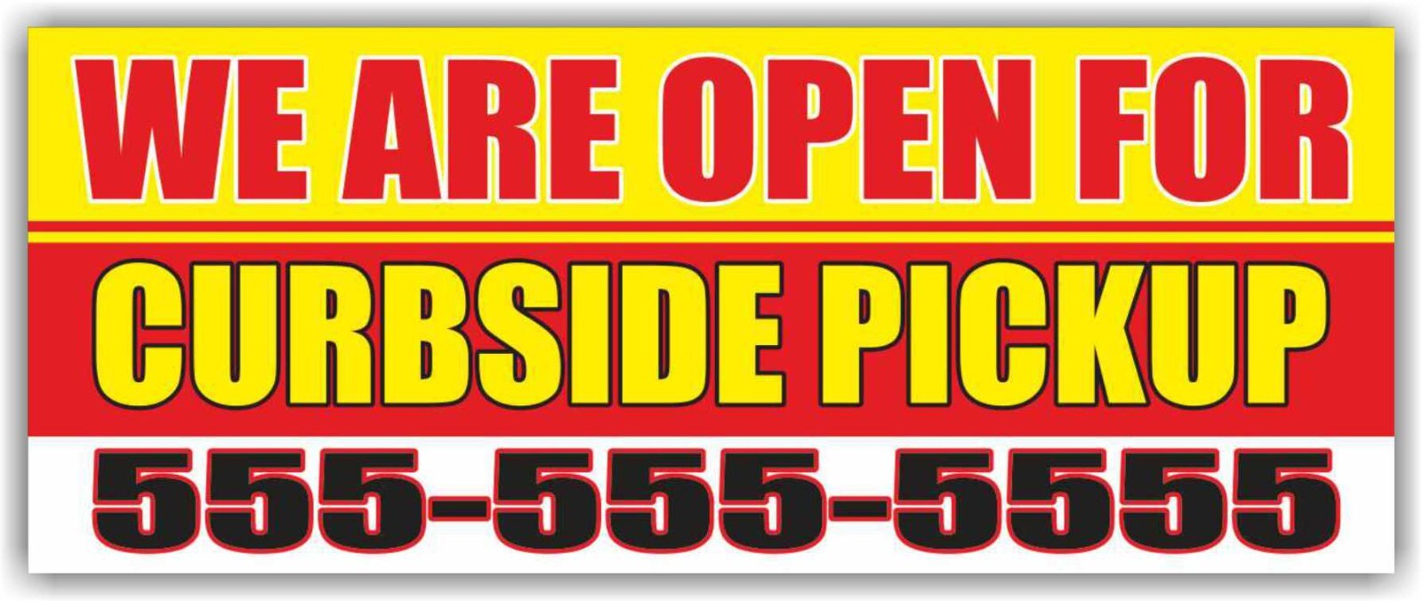 WE ARE OPEN FOR CURBSIDE PICKUP Advertising Banner Vinyl Mesh Sign Custom Phone