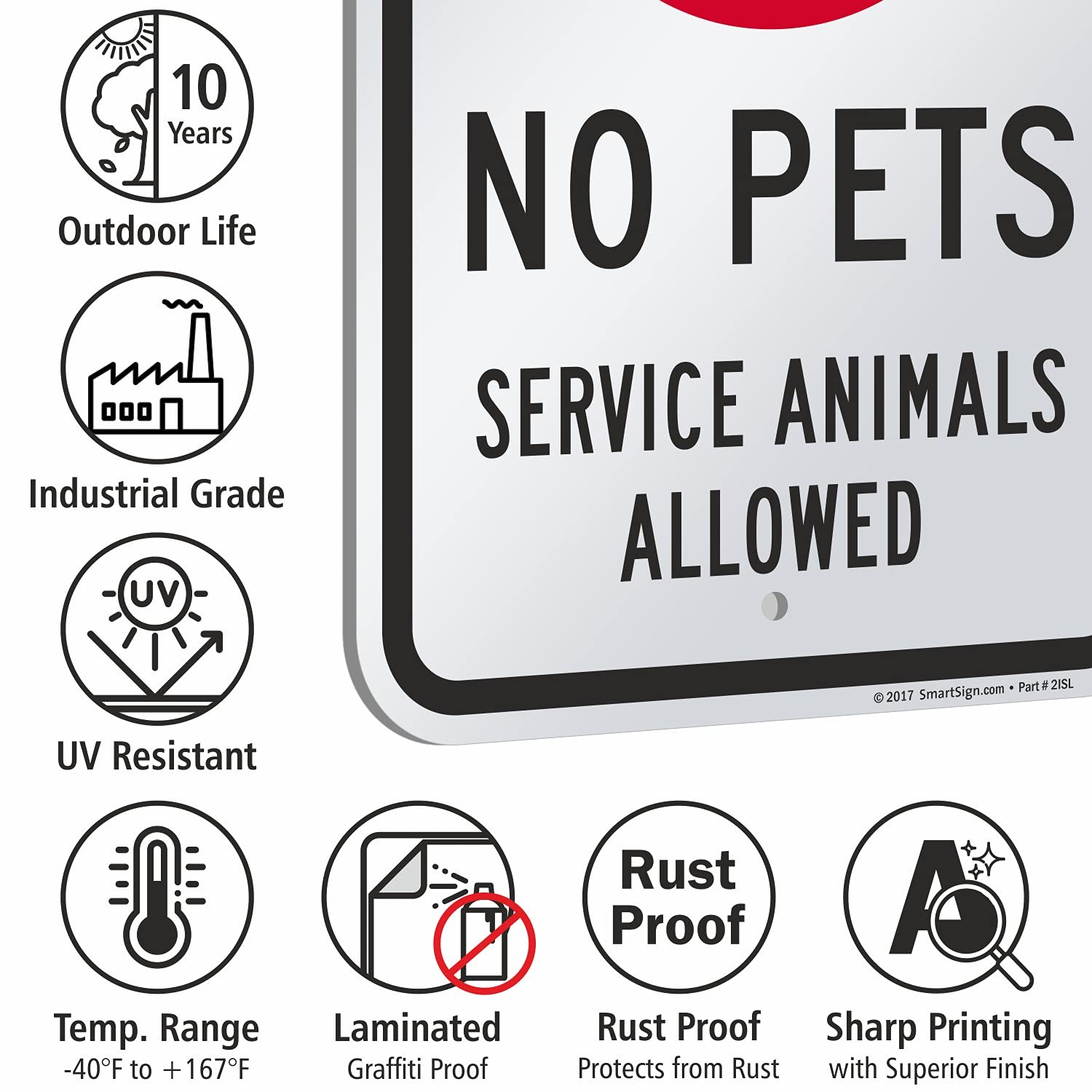 No Pets Service Animals Allowed Metal Sign 18×12, Rustproof Aluminum Warning