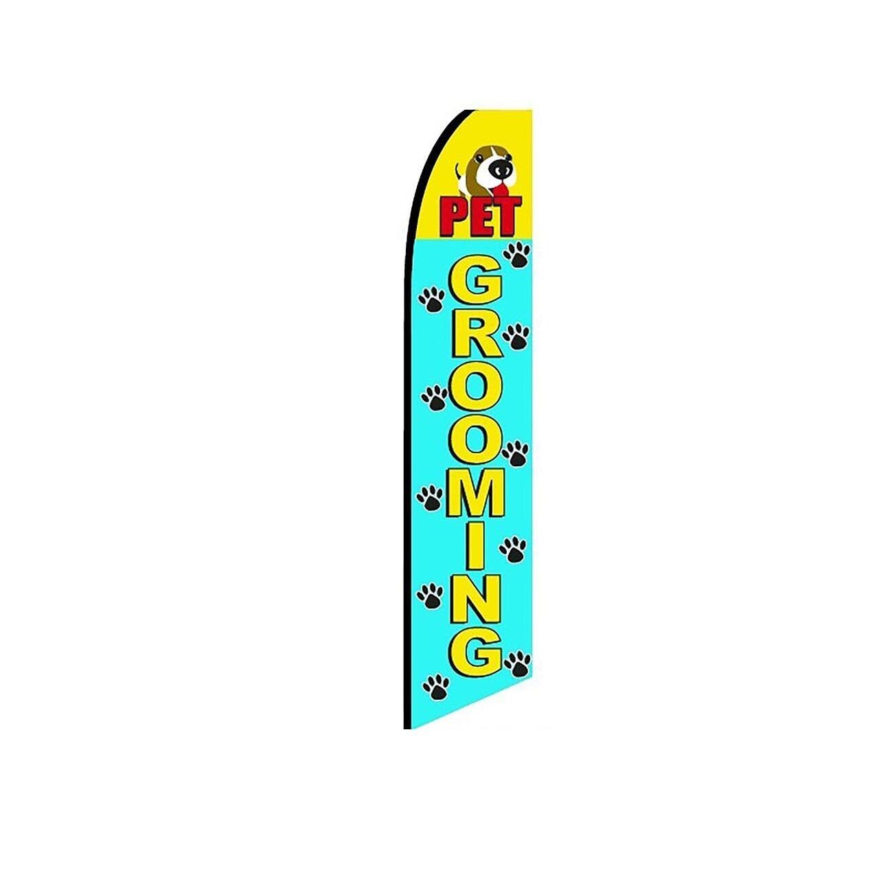 Pet Grooming Sky Blue Swooper Flutter Feather Flag | 3ft W x 11.5ft Tall