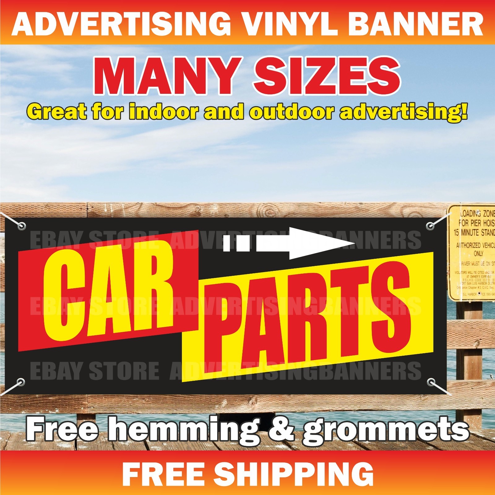 CAR PARTS Advertising Banner Vinyl Sign AUTO PARTS SOLD HERE Shop Garage Service