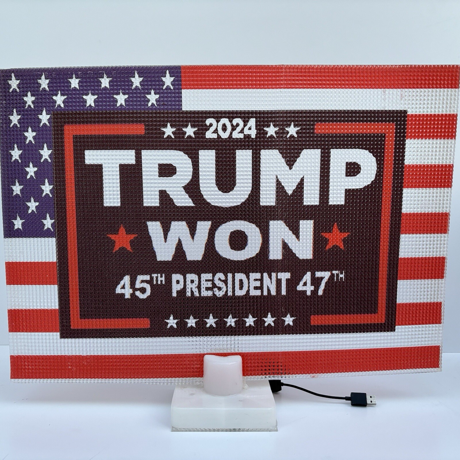 LED 22″x16″ Donald Trump WON 47th 45th President USA American Flag