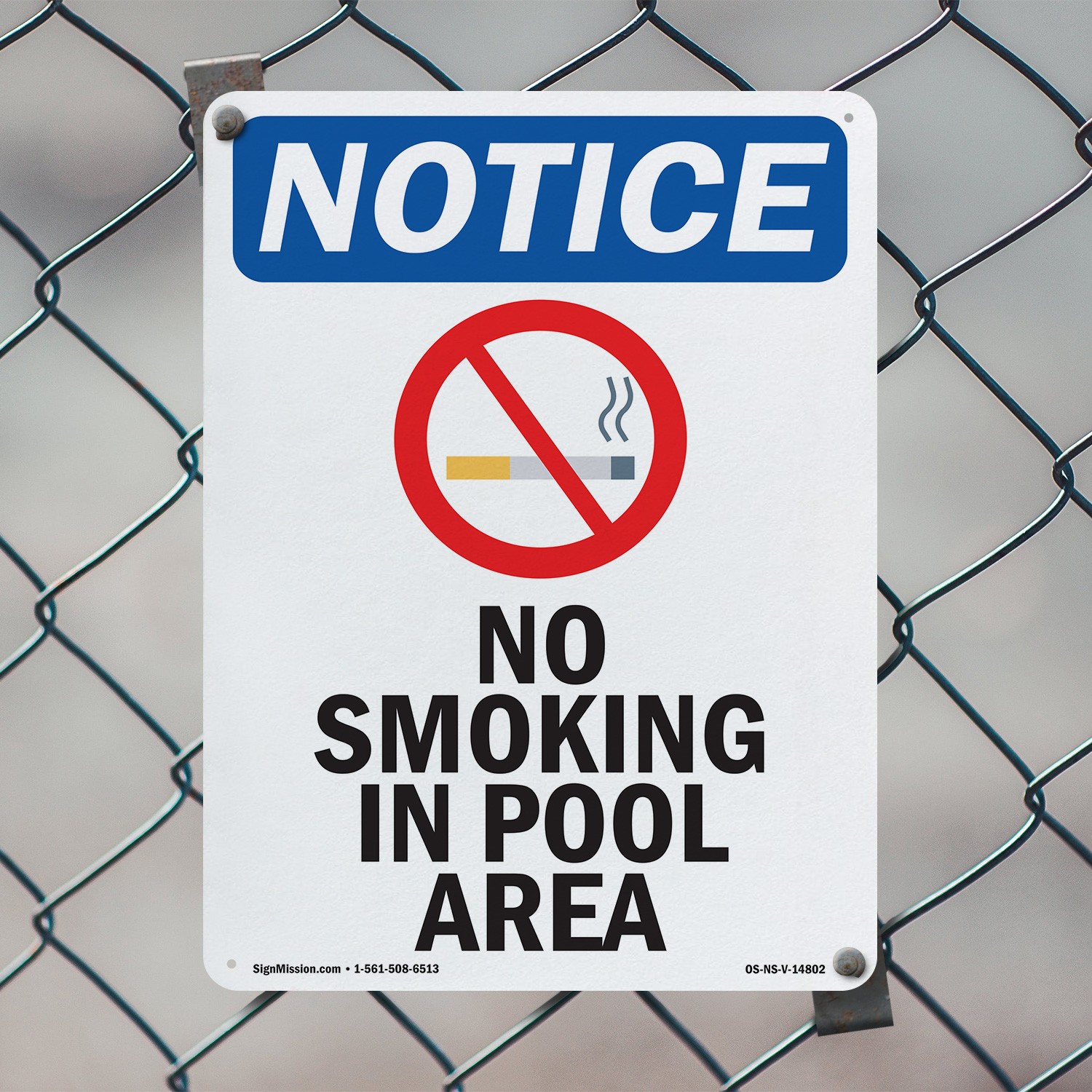 No Smoking In Pool Area OSHA Notice Sign Metal, Plastic, Or Decal – 5 or 10 Pack