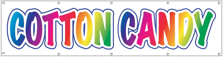2×8 Ft COTTON CANDY Polyester Fabric Banner Sign With Grommets wb