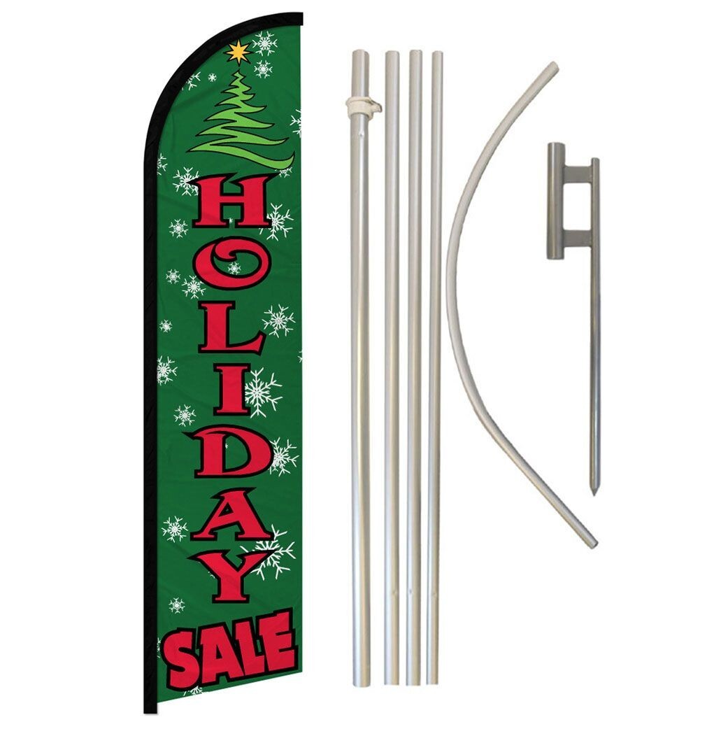 Holiday Sale Windless Full Curve Advertising Christmas Sale Banner Flag Pole Kit
