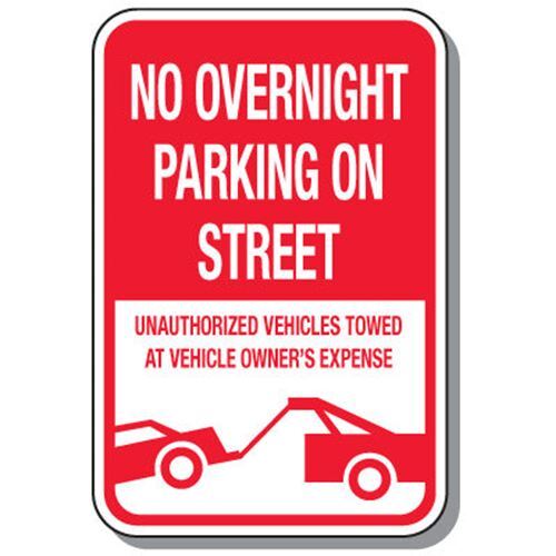 No Parking Signs – No Overnight Parking On Street