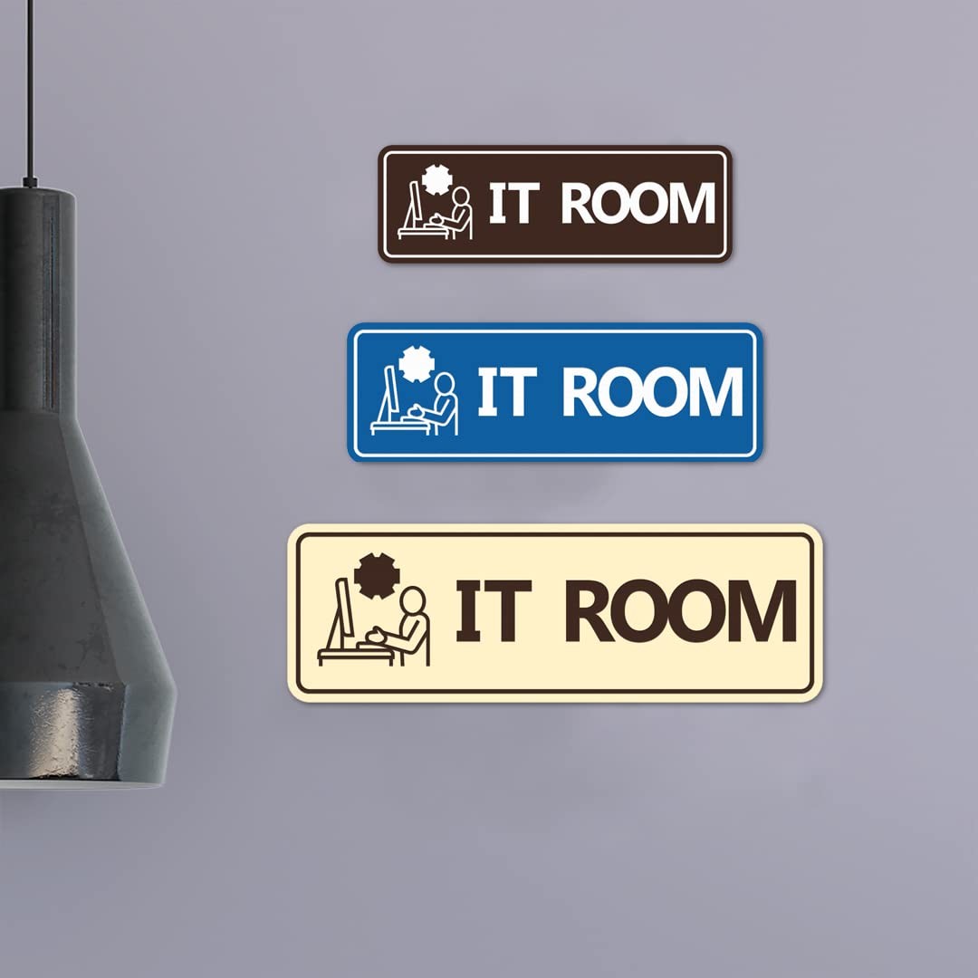 Standard IT Room Sign Brushed Silver Large Office Business Plaque Door Wall