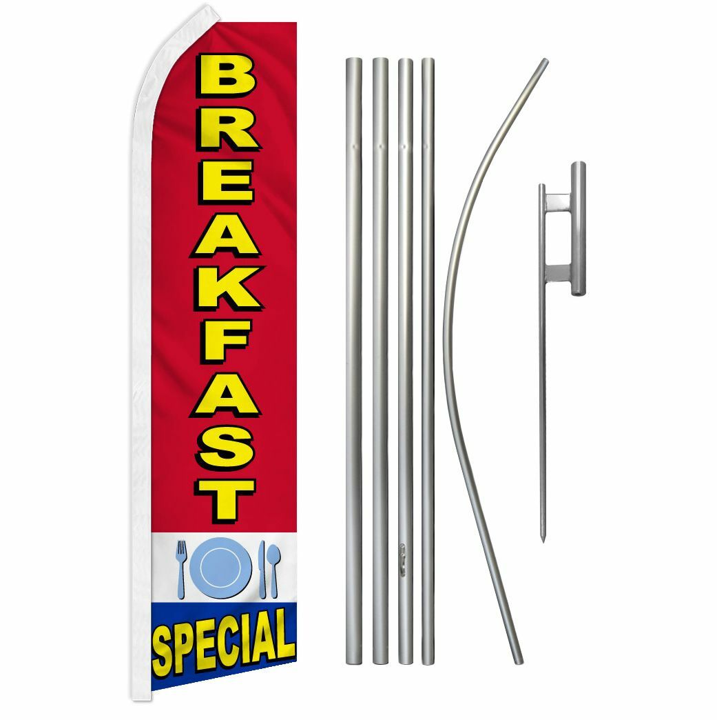 “BREAKFAST SPECIAL” Advertising Super Flag & Pole Kit food brunch cafe