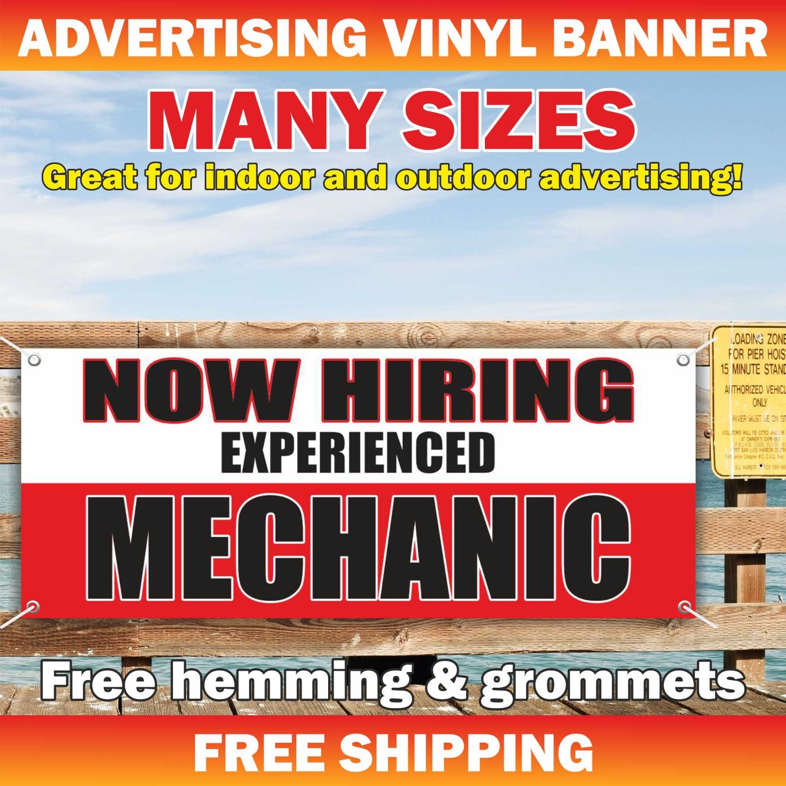 NOW HIRING EXPERIENCED MECHANIC Advertising Banner Vinyl Sign repair service car