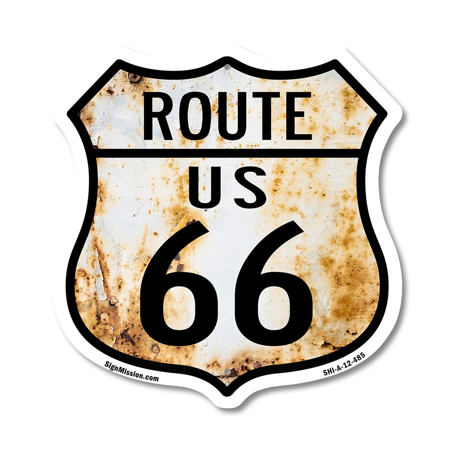 Route Us 66 Rustic Shield Shaped Sign Weather Resistant Crafted in the USA