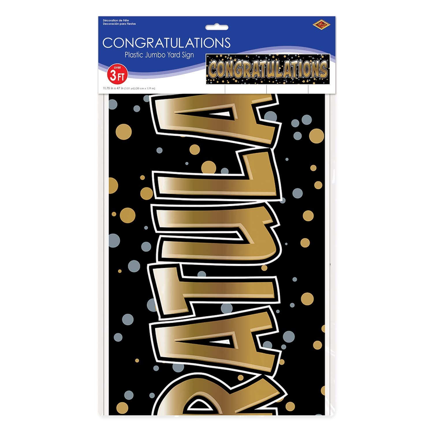 Jumbo Congratulations Yard Sign with Metal Stakes – Graduation, Baby Shower, Eng