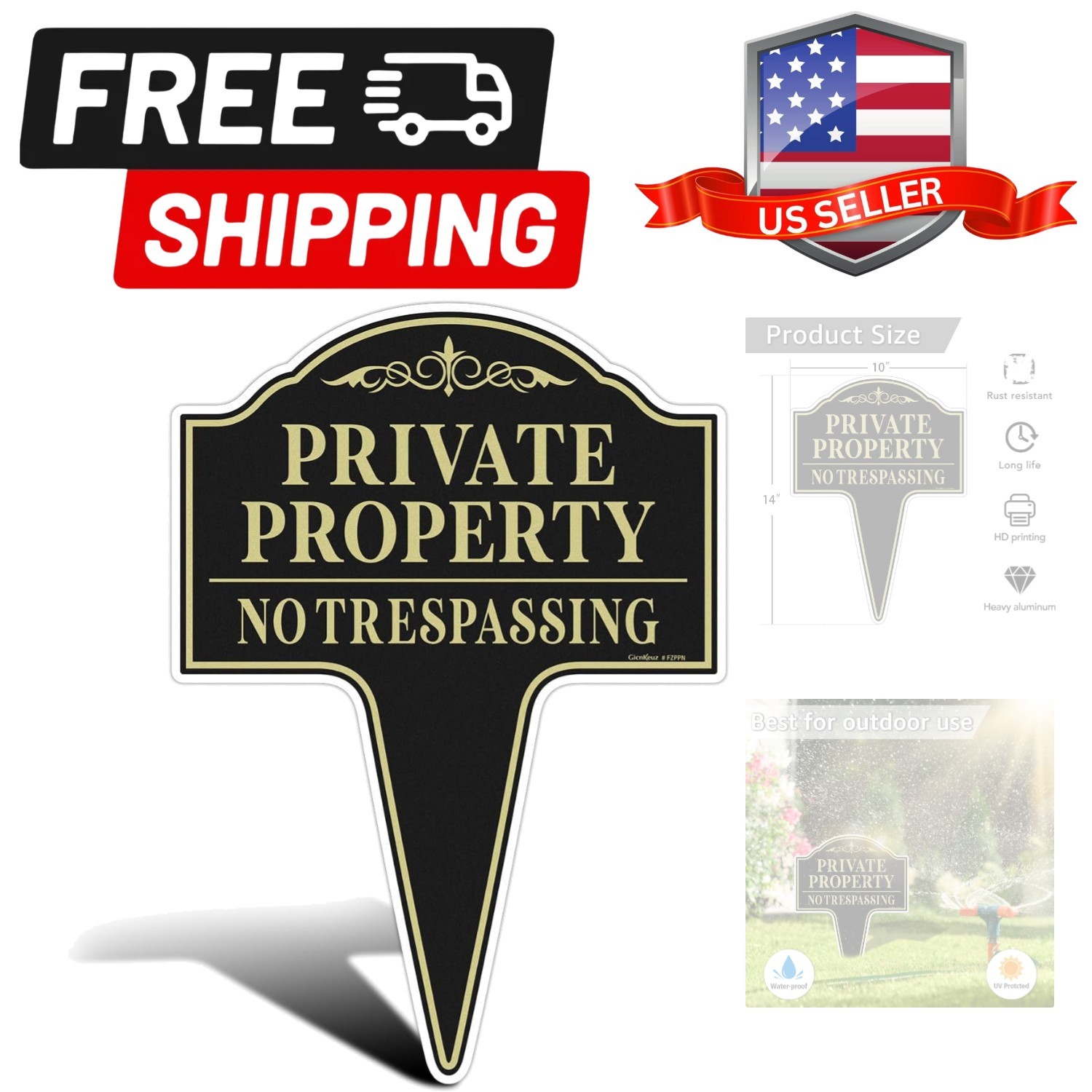 No Trespassing Signs Private Property Sign, 14″×10″ Heavy Duty Aluminum Sign,…