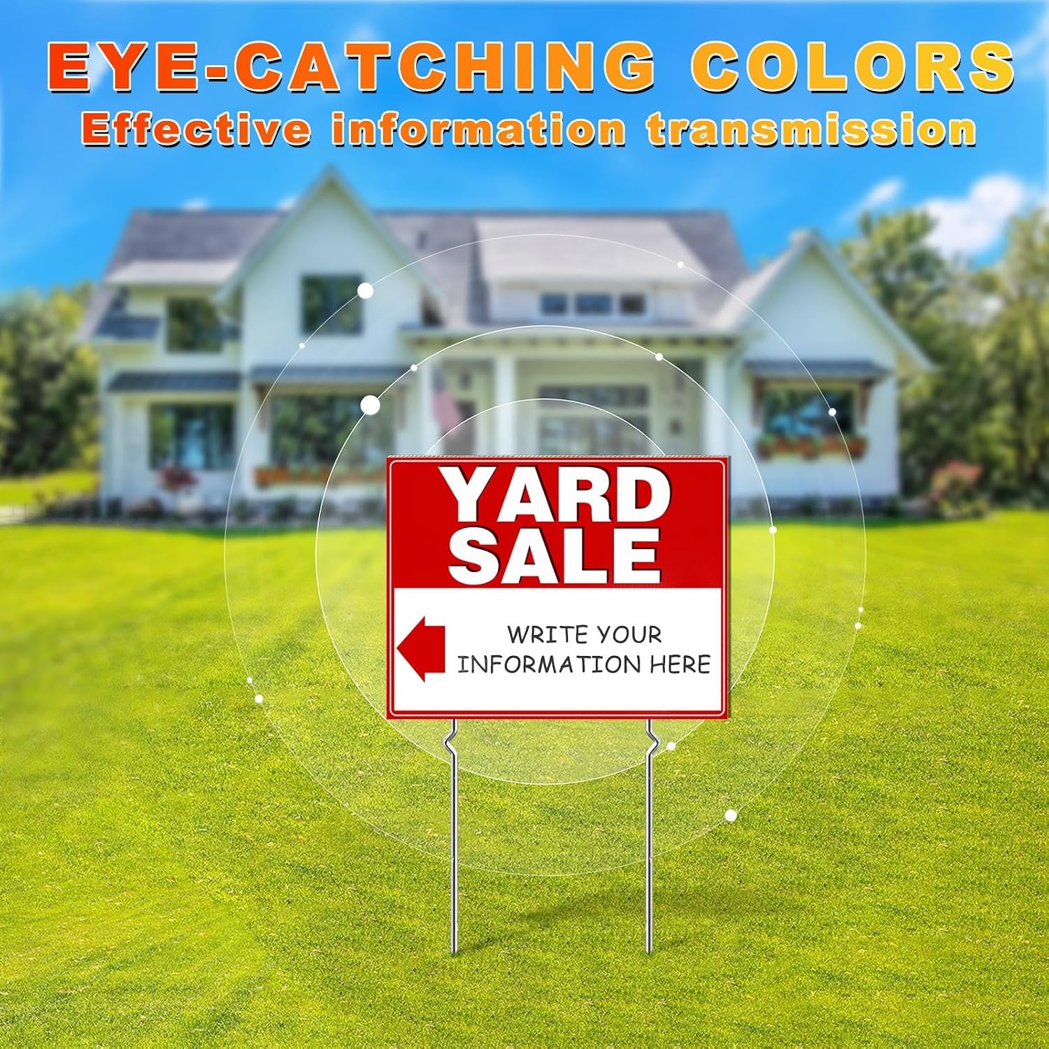 Yard Sale Signs 3 Pack 17×13 Inch Double Sided Metal Stake Outdoor Signs La