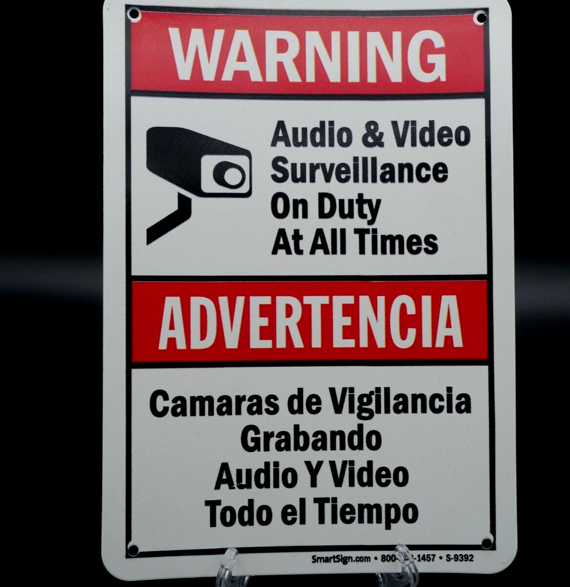 Warning – Audio & Video Surveillance On Duty At All Times Bilingual Sign 10 x 7