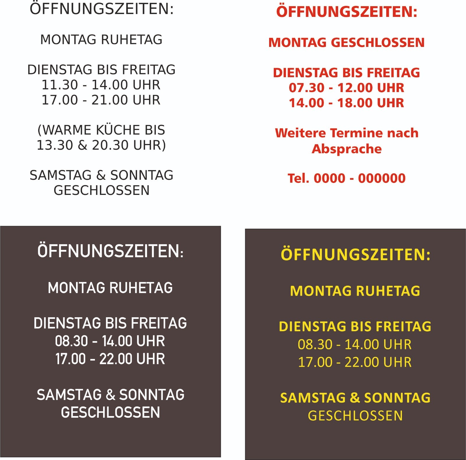 Opening Hours Sticker Door Business Times 7 7/8×11 13/16in – Text And Colour