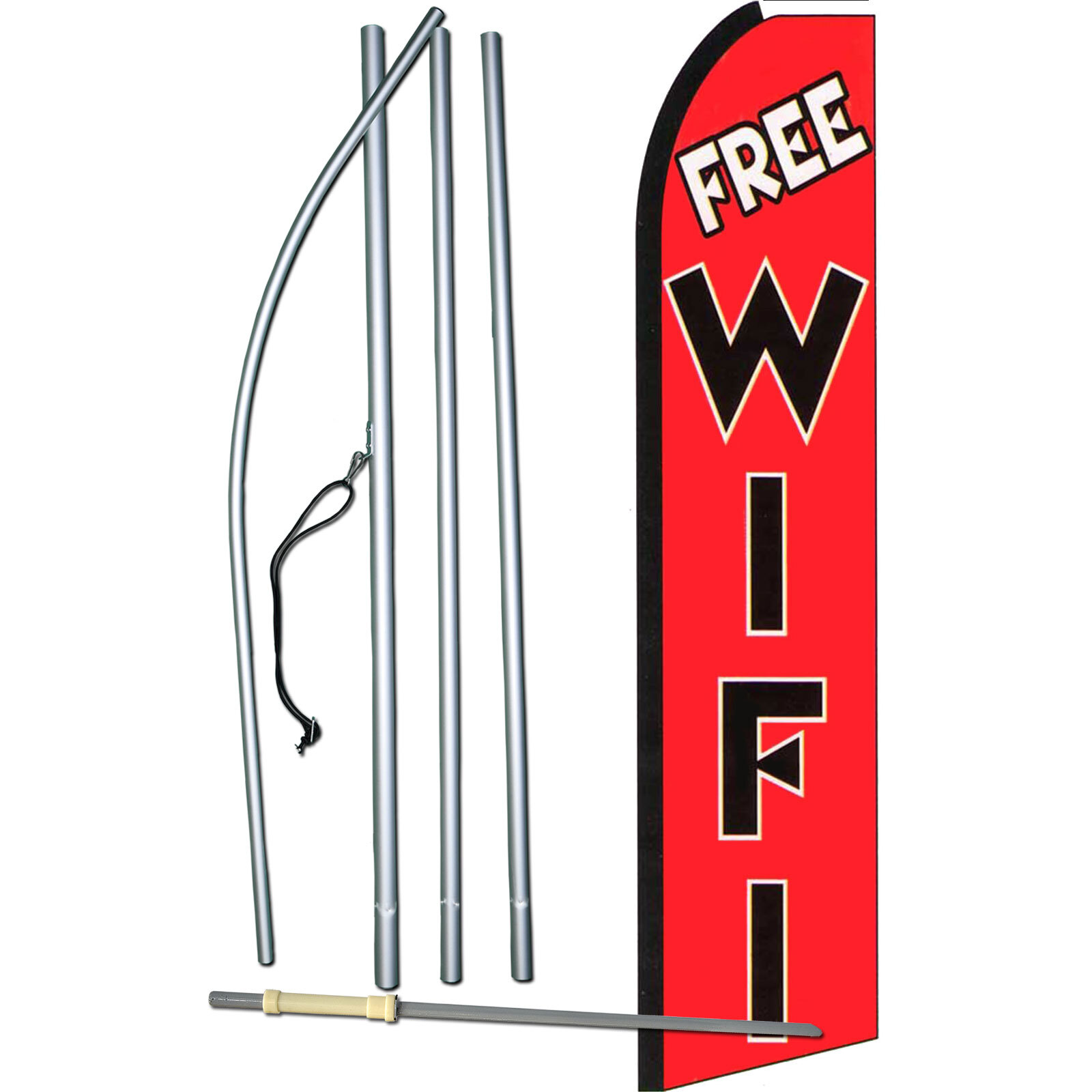 Free Wifi Flag with Flag Pole and Spike