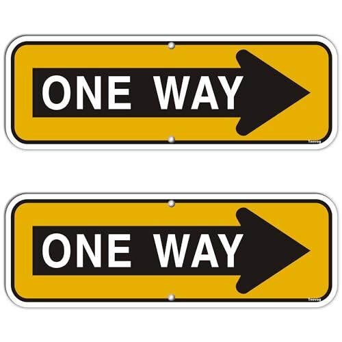 2 Pack 18×6 Inch One Way Signs with Right Arrow Rust-Free Aluminum Arrow Sign