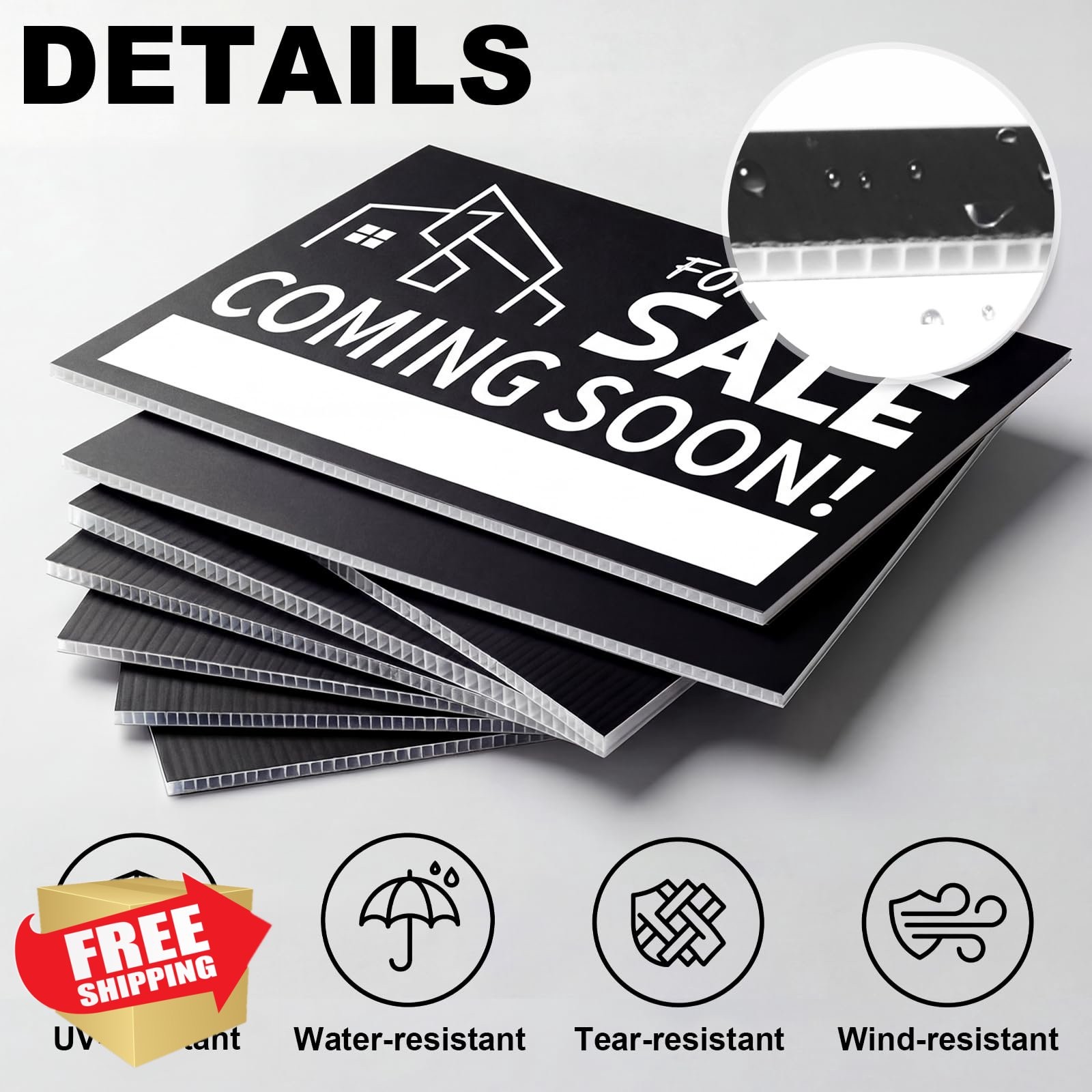 Otoolling 3 Pack Coming Soon Real Estate Sign Black