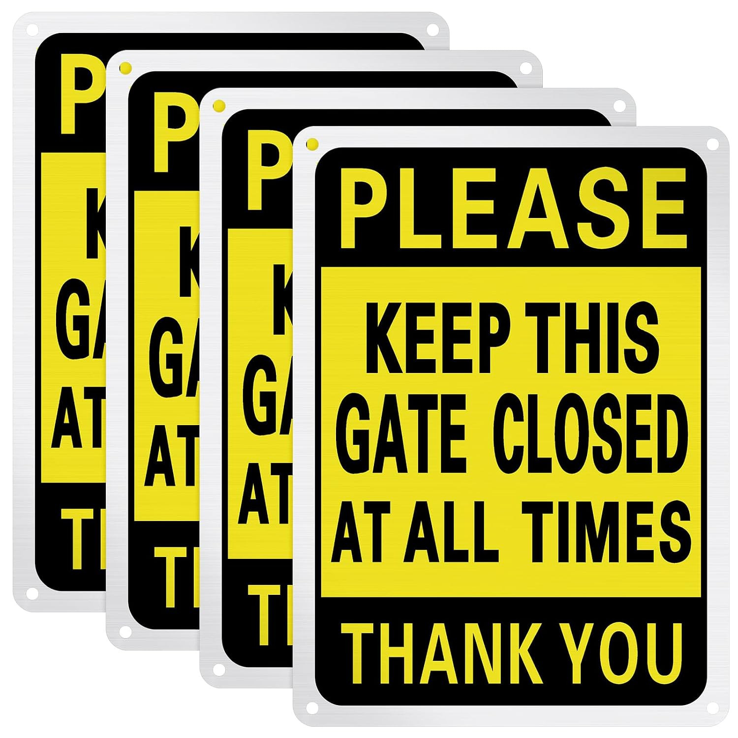 4 Pcs Please Keep This Gate Closed Sign 10×7 Weatherproof Metal Gate Closed Sign