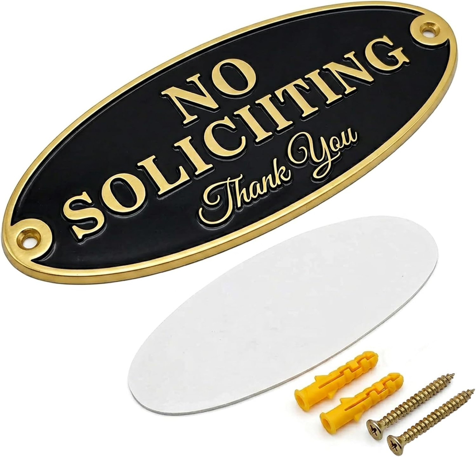 No Soliciting Sign Zinc Alloy Home Office Door Bell Porch Wall Plaque Decorative