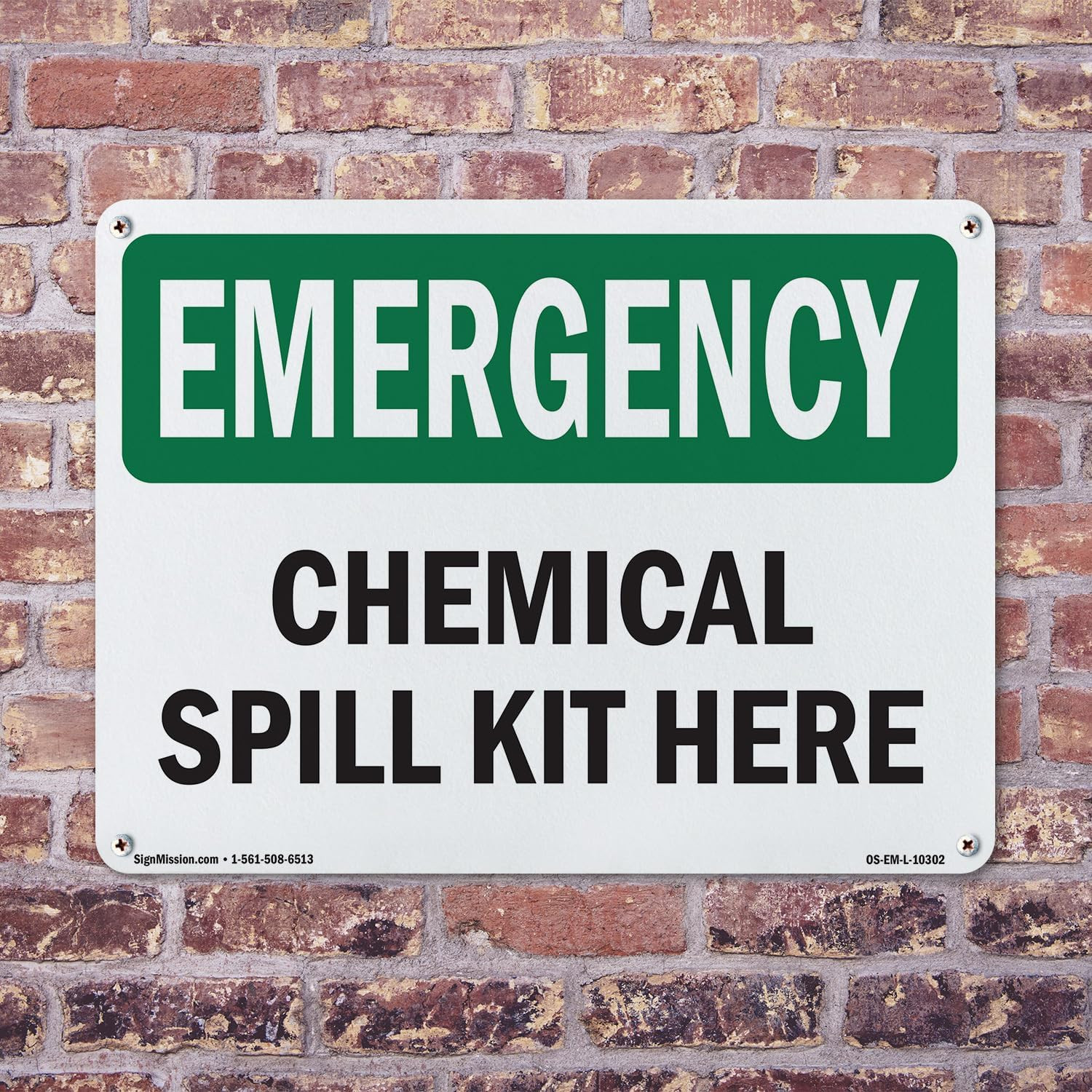 Chemical Spill Kit Here OSHA Emergency Aluminum Sign 24 Inch X 18 Inch – 5 Pack