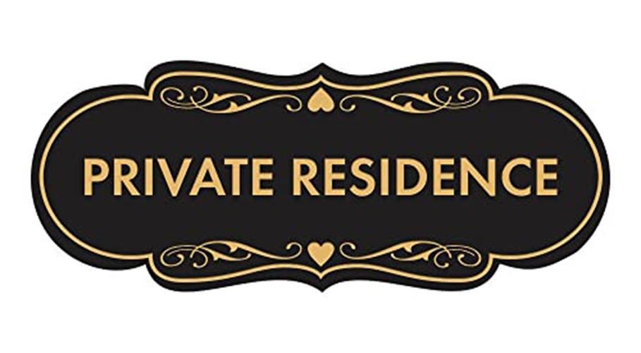 Designer Private Residence Sign (Red) – Large 1 Pack Assorted Sizes , Colors