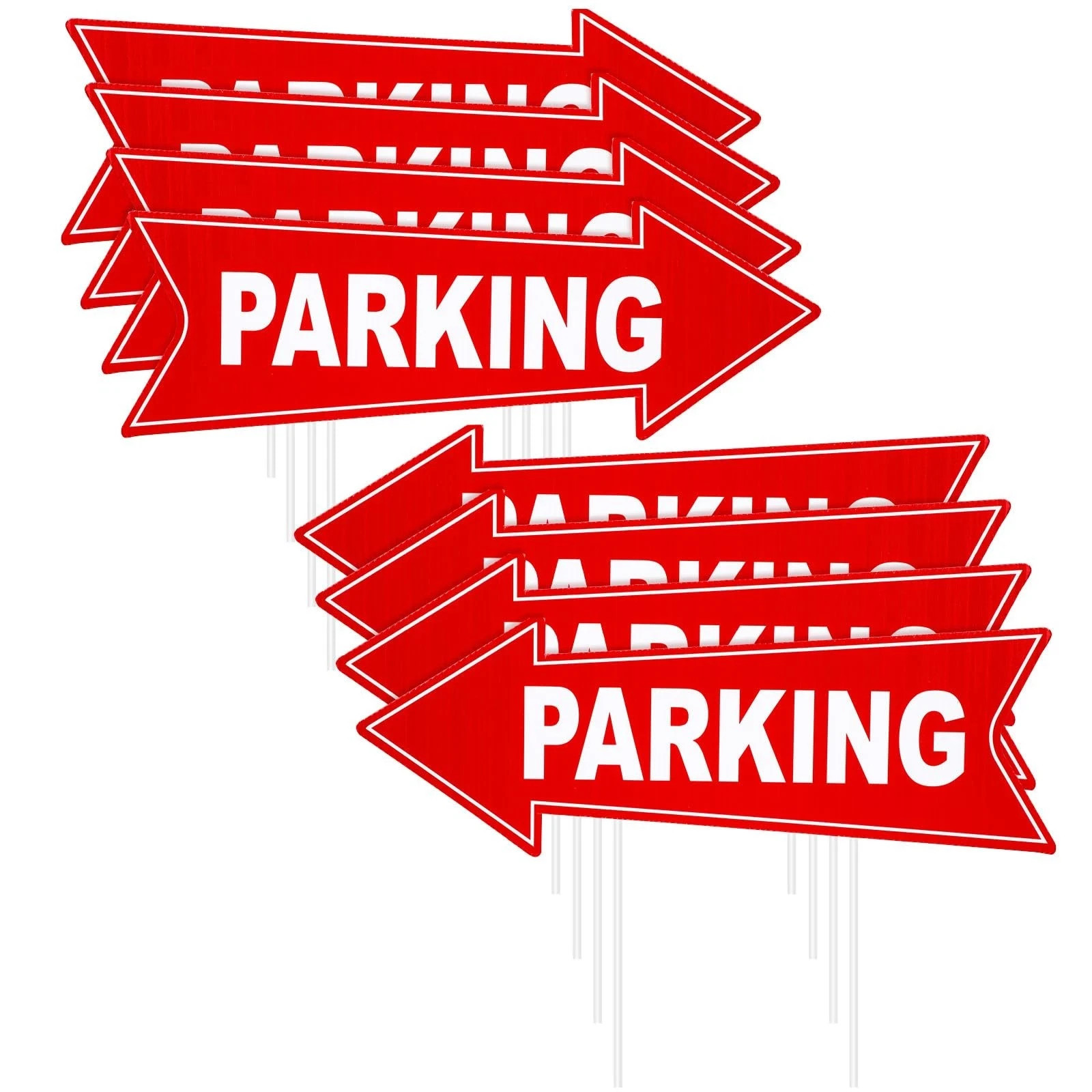 8 PCS 17×6 inch Event Parking Signs with Stakes Double Sided Directional Arrow