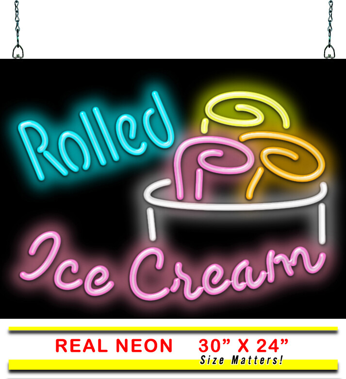 Rolled Ice Cream Neon Sign Jantec 30″ x 24″ Street Vendor Festival