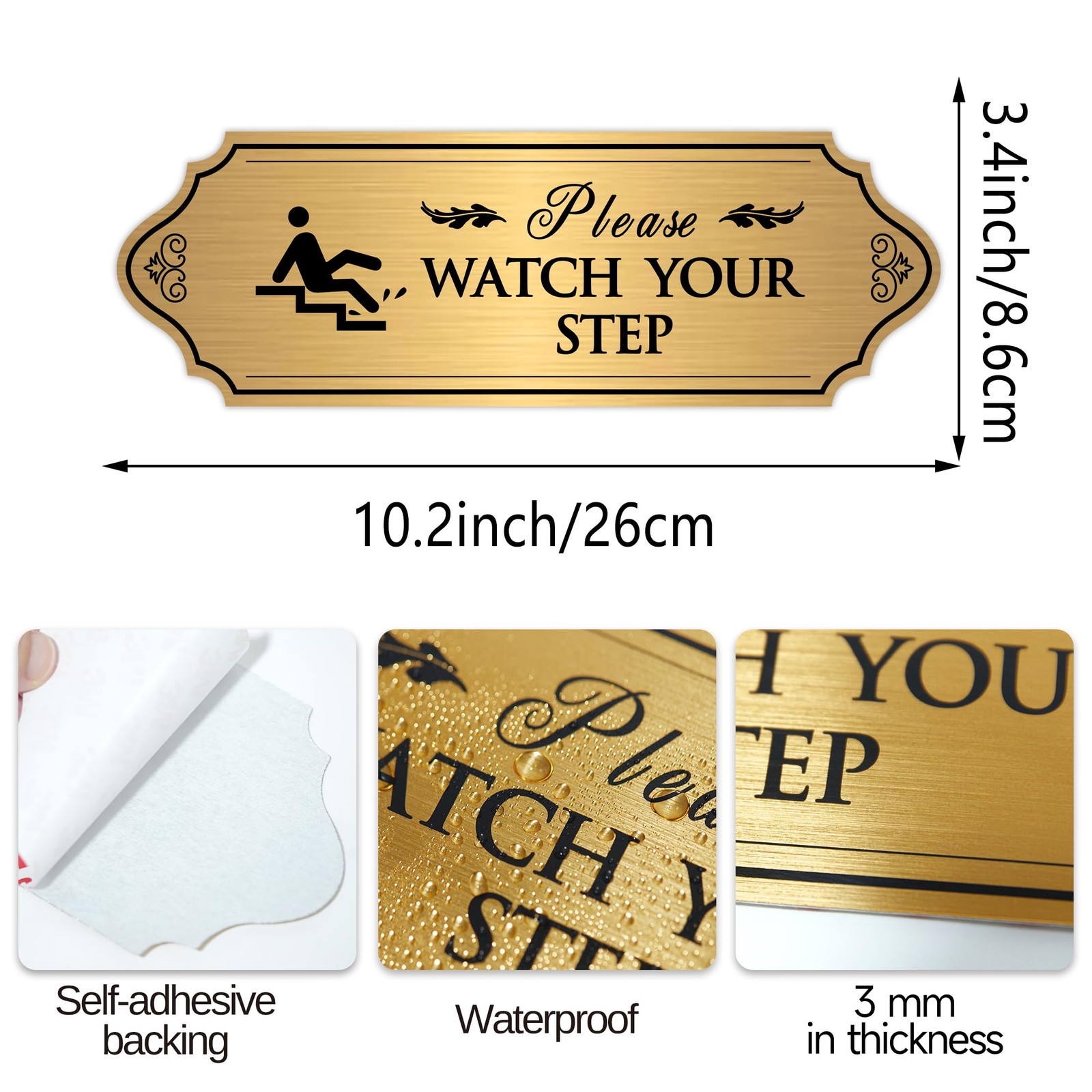 Self-Adhesive Waterproof “Watch Your Step” Sign for Indoor/Outdoor Use